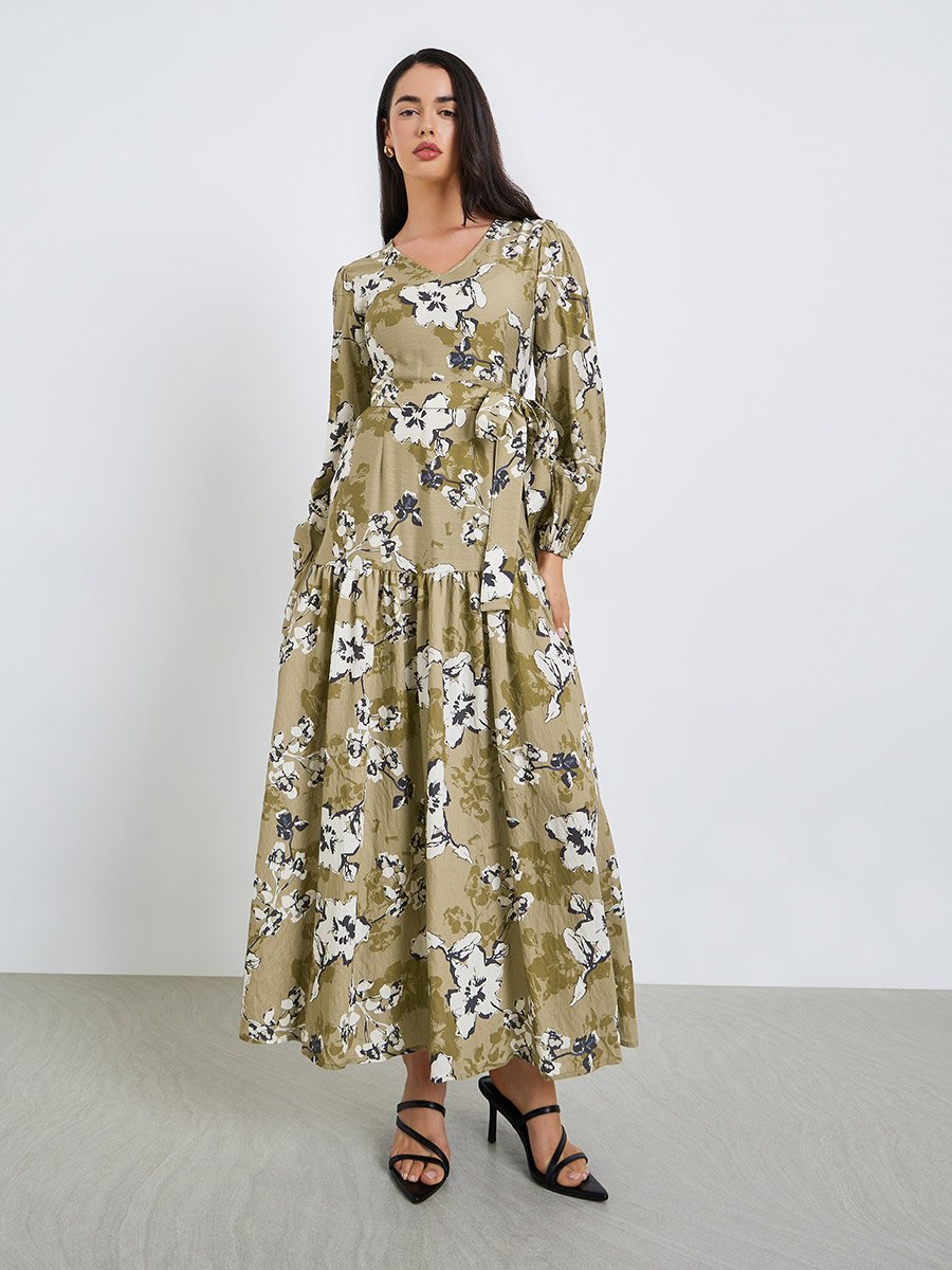 Women Floral Print A-Line Maxi Dress
