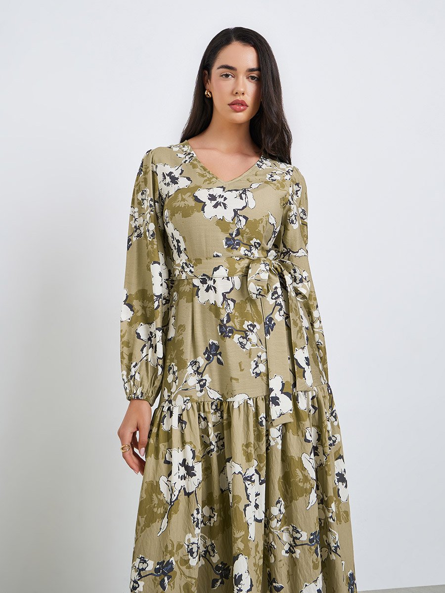 Women Floral Print A-Line Maxi Dress