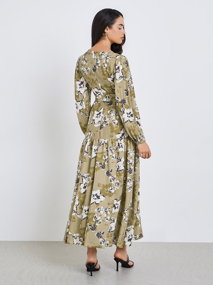 Women Floral Print A-Line Maxi Dress