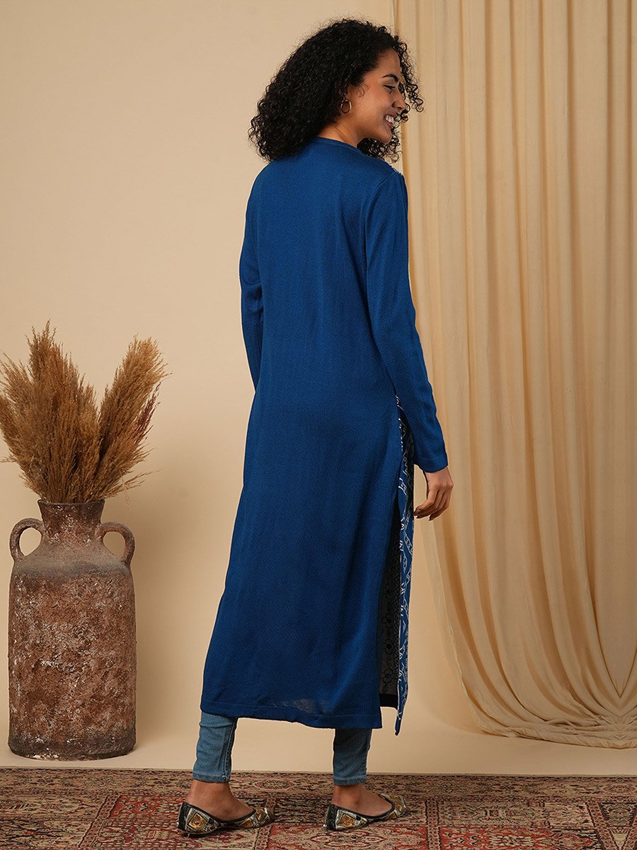 Weave Knitted Loose Fit Calf Length Winter Wear Kurta
