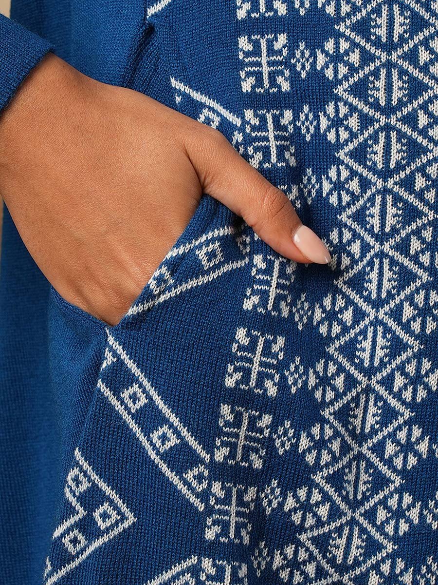 Weave Knitted Loose Fit Calf Length Winter Wear Kurta