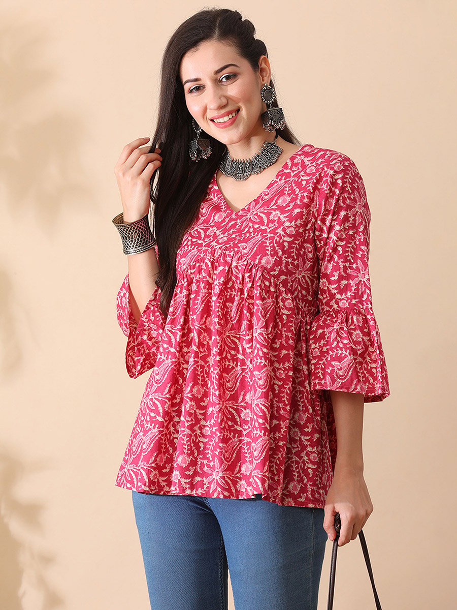 Floral Print A-Line Aliya Cut Tunic