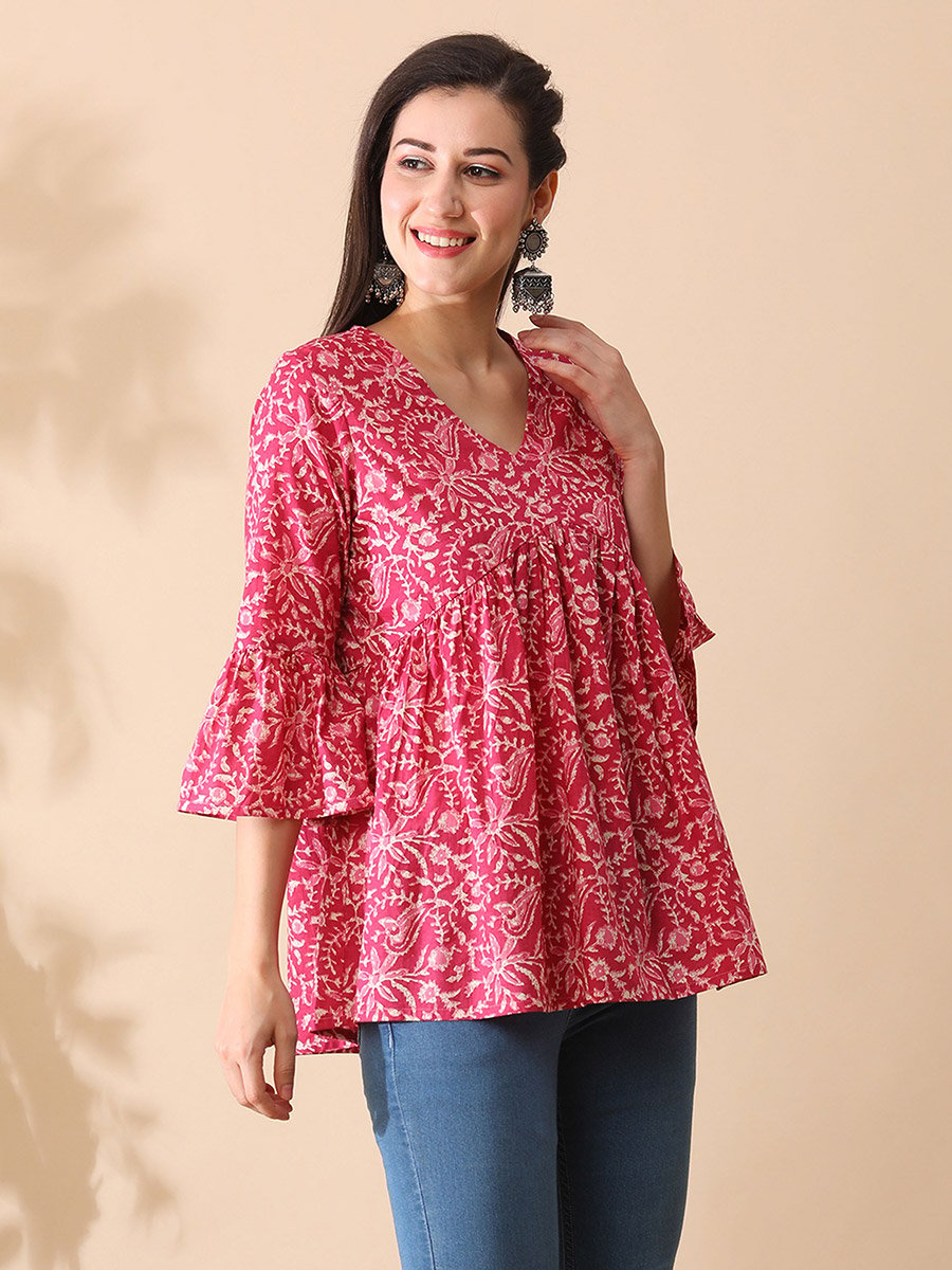 Floral Print A-Line Aliya Cut Tunic