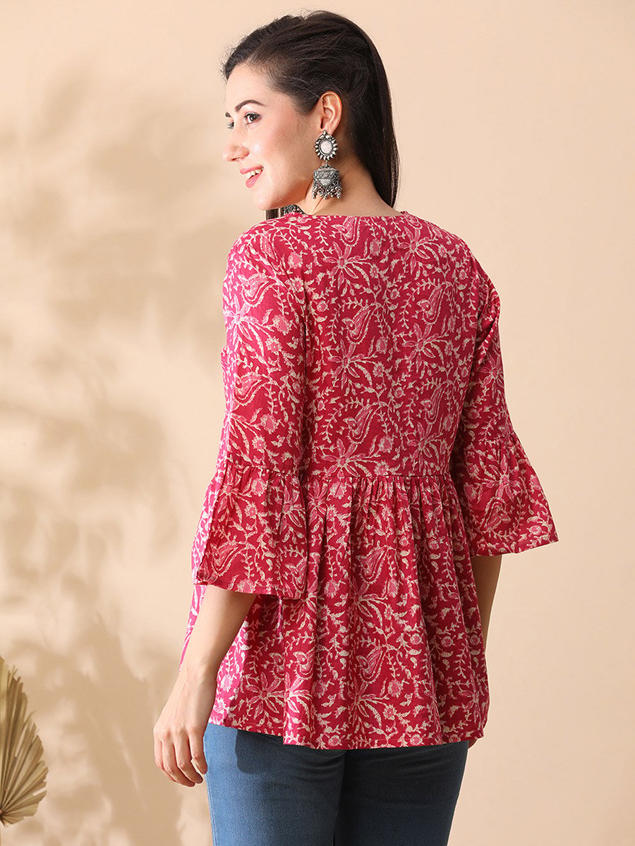 Floral Print A-Line Aliya Cut Tunic