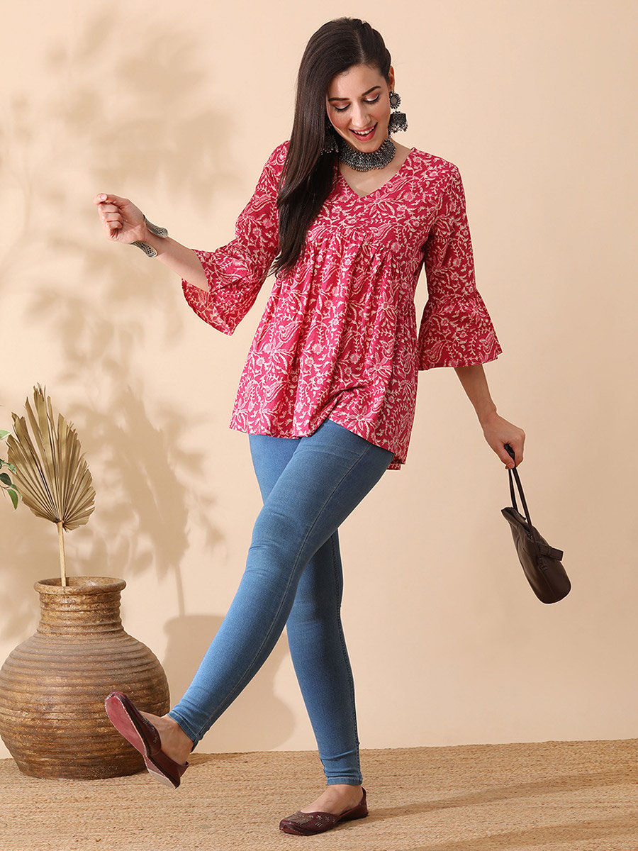 Floral Print A-Line Aliya Cut Tunic