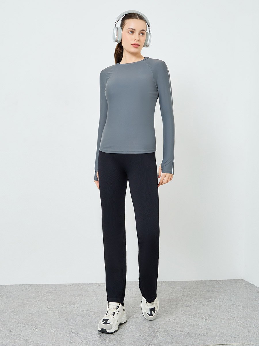 Charcoal Long Sleeve Reflective Stripe Top