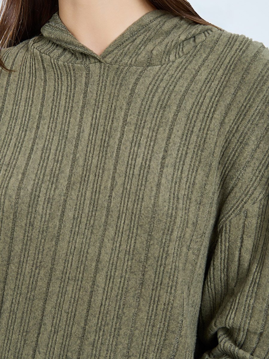 Olive Ribbed Hoodie and Leggings Co-ords
