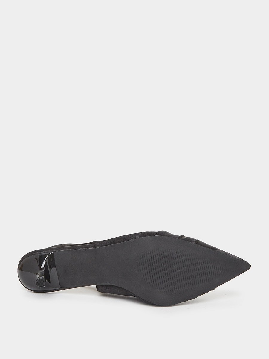 Black Embellished Slingback Low Heel Shoes