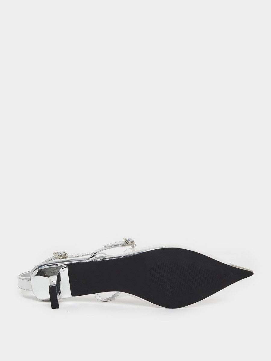 Women Silver Kitten Heel Pumps