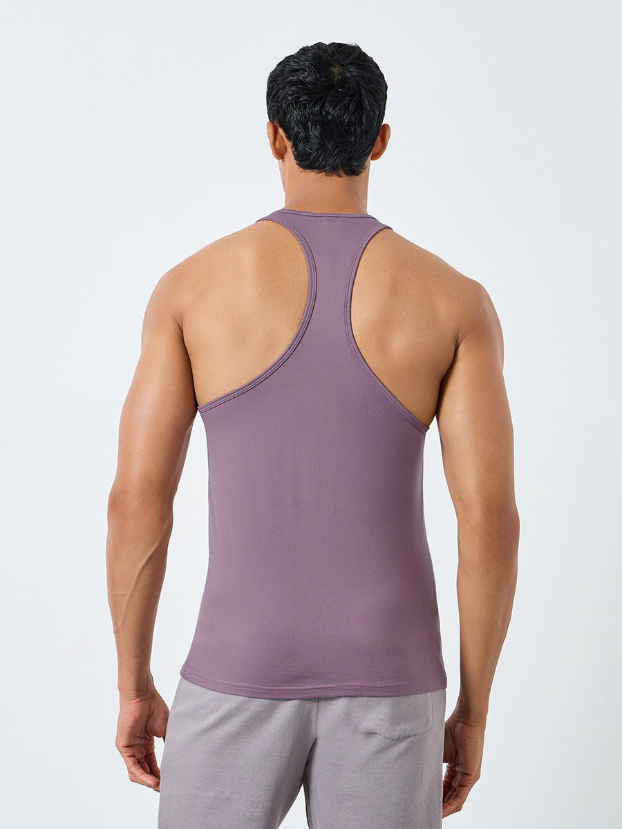 Men Purple Graphic Print Training Tank