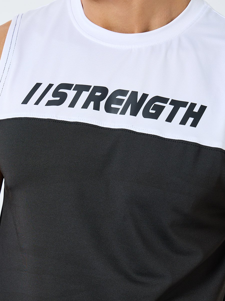 Men Black Color Block Training Tank