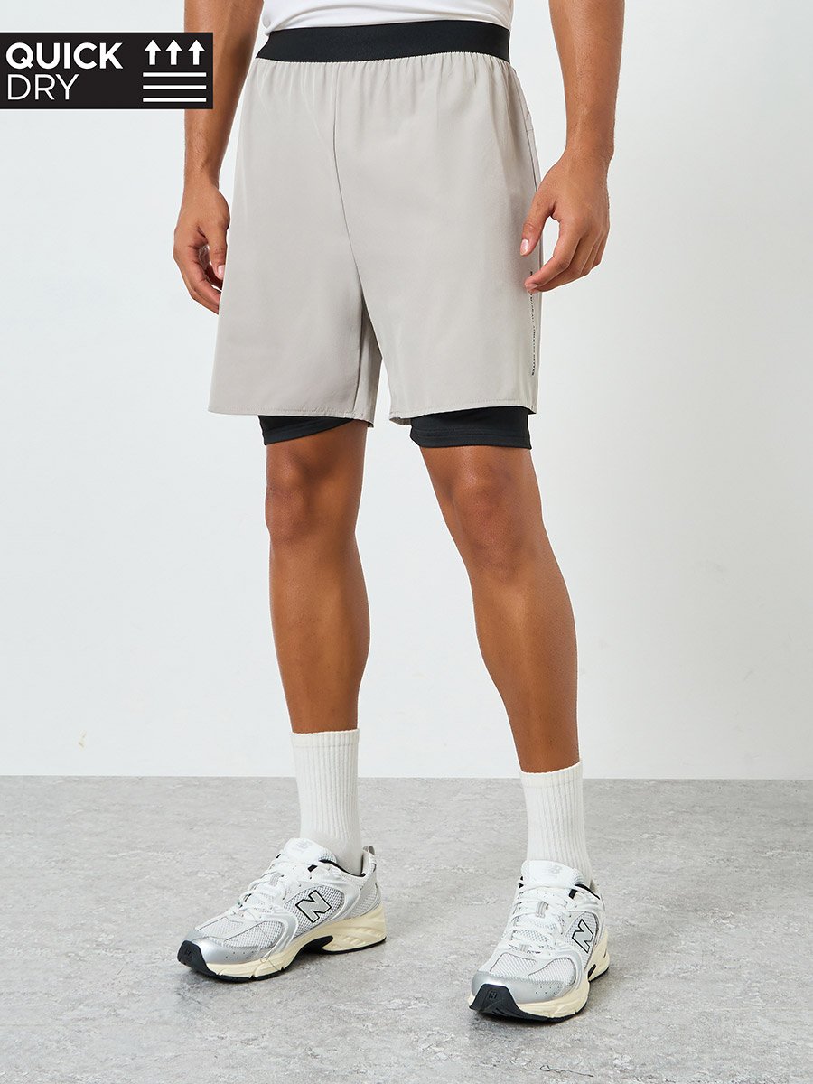Men Grey Performance Running Shorts