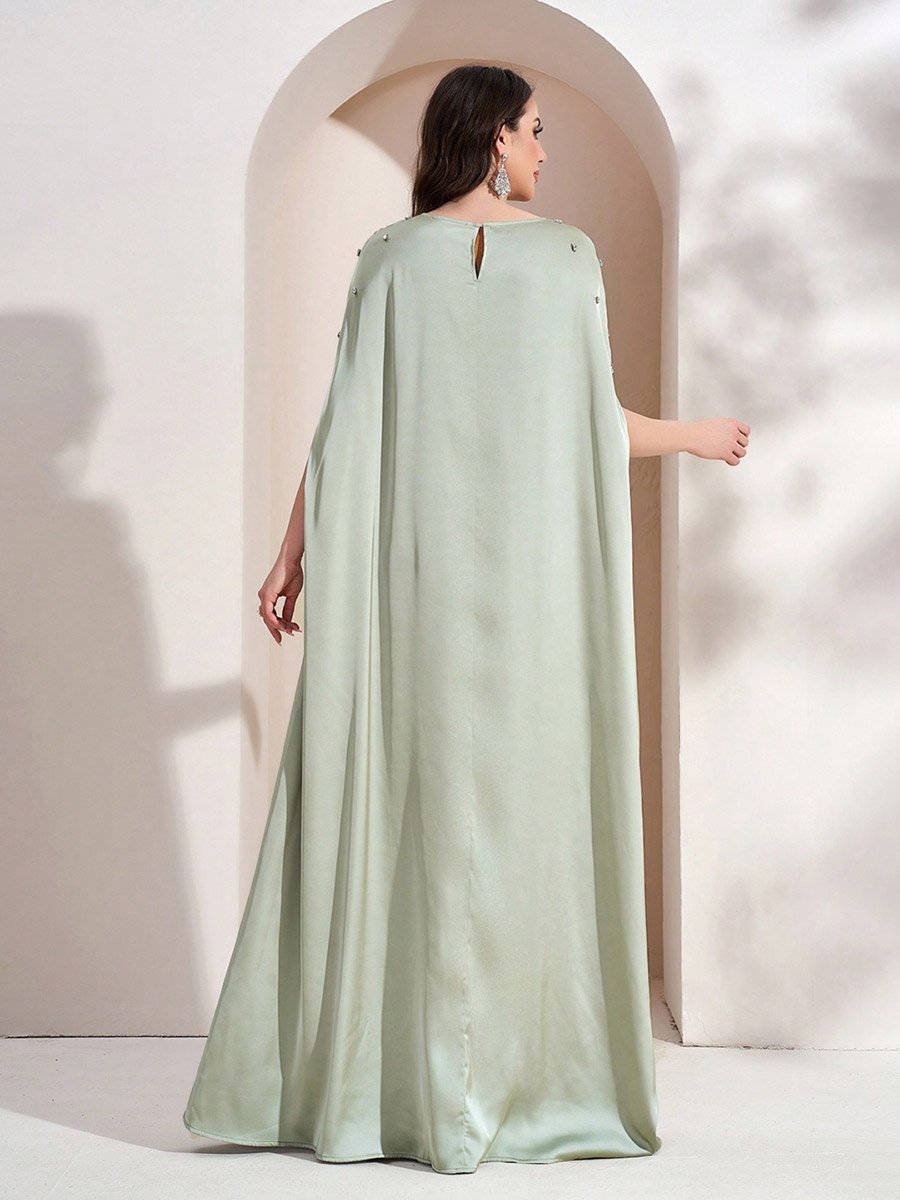 Green Embellished Batwing Sleeve Maxi Dress