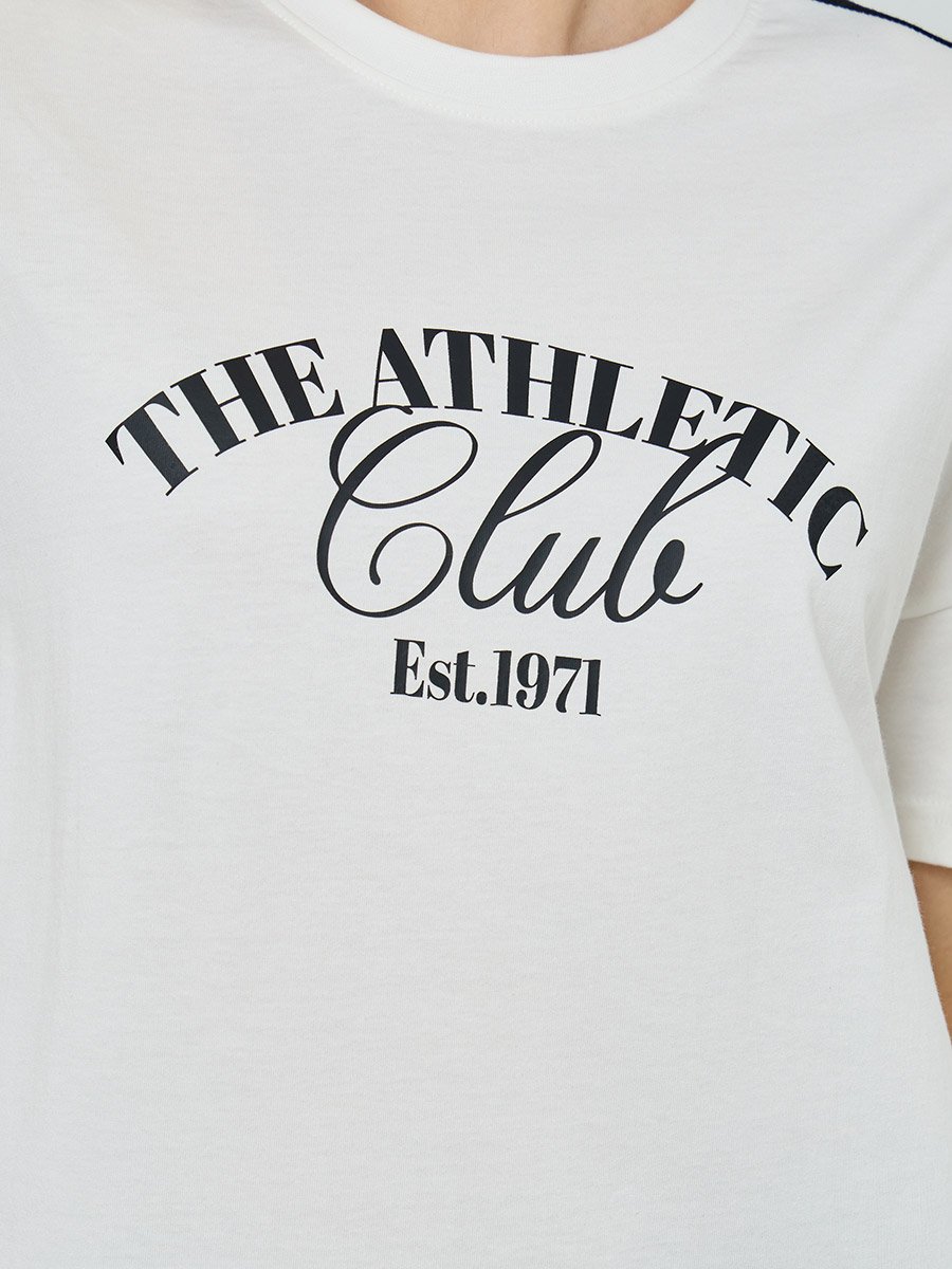 Off White Slogan Oversized Cotton T-Shirt