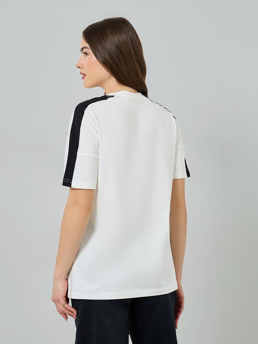 Off White Slogan Oversized Cotton T-Shirt