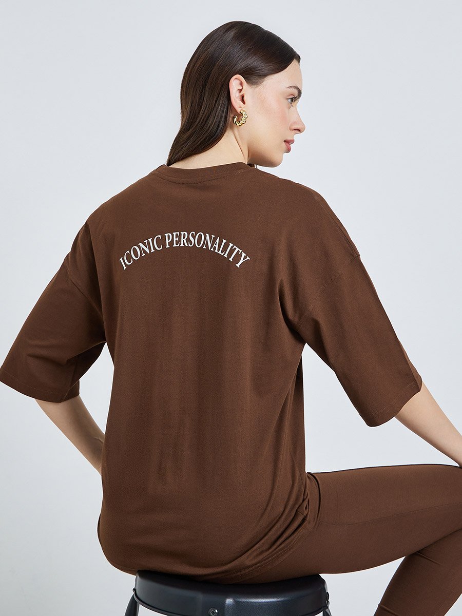 Women Oversized Cotton Round Neck T-Shirt