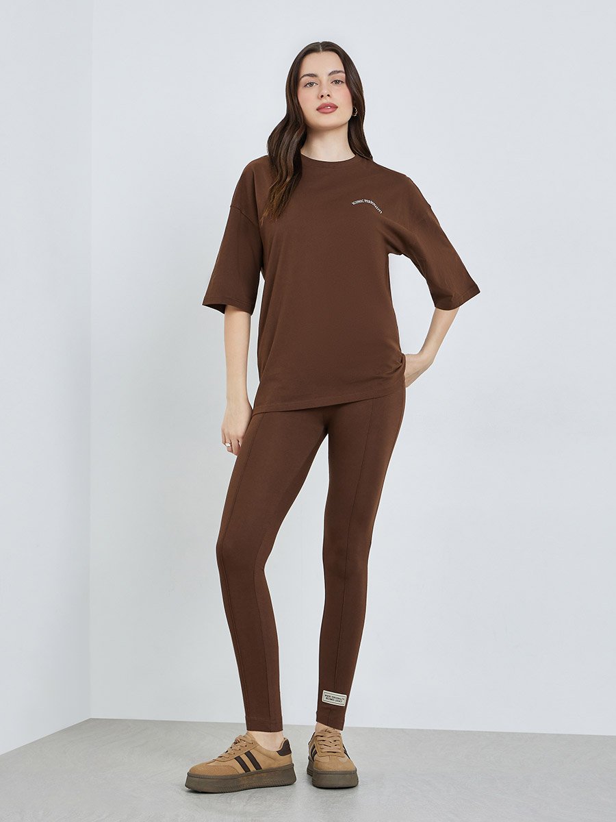 Women Oversized Cotton Round Neck T-Shirt