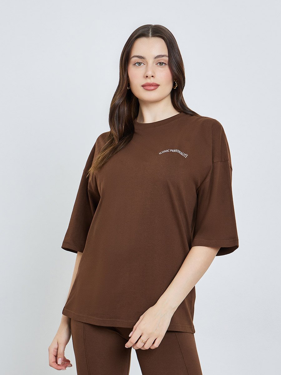Women Oversized Cotton Round Neck T-Shirt