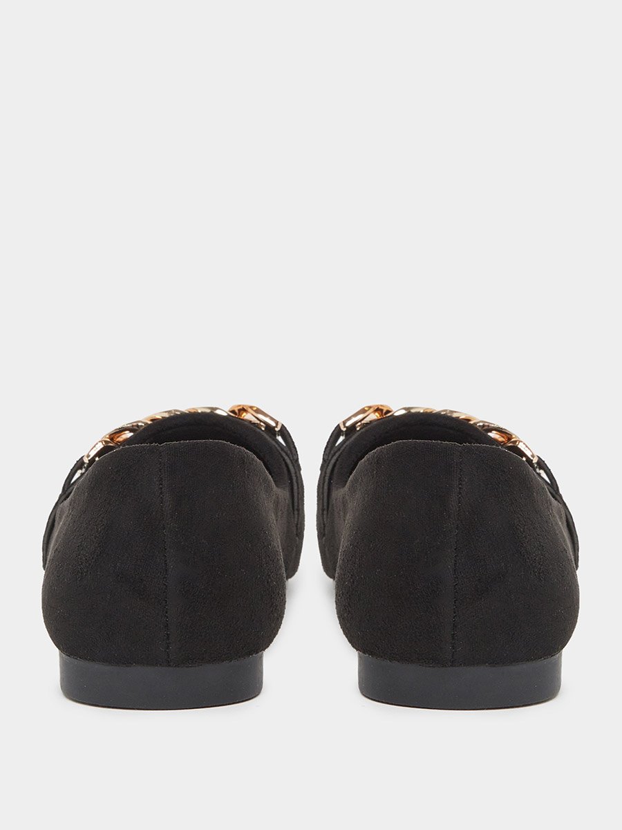 Solid Metal Chain Detail Flat Shoes
