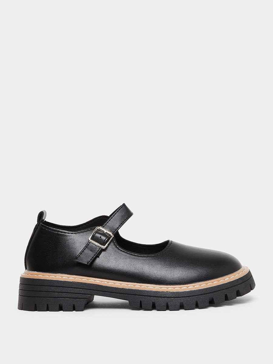 Color Block Metal Buckle Detail Thick Sole Loafers