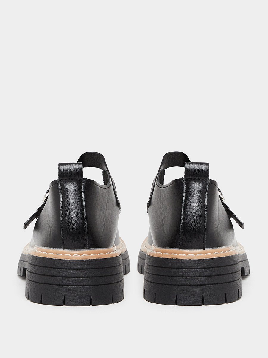 Color Block Metal Buckle Detail Thick Sole Loafers