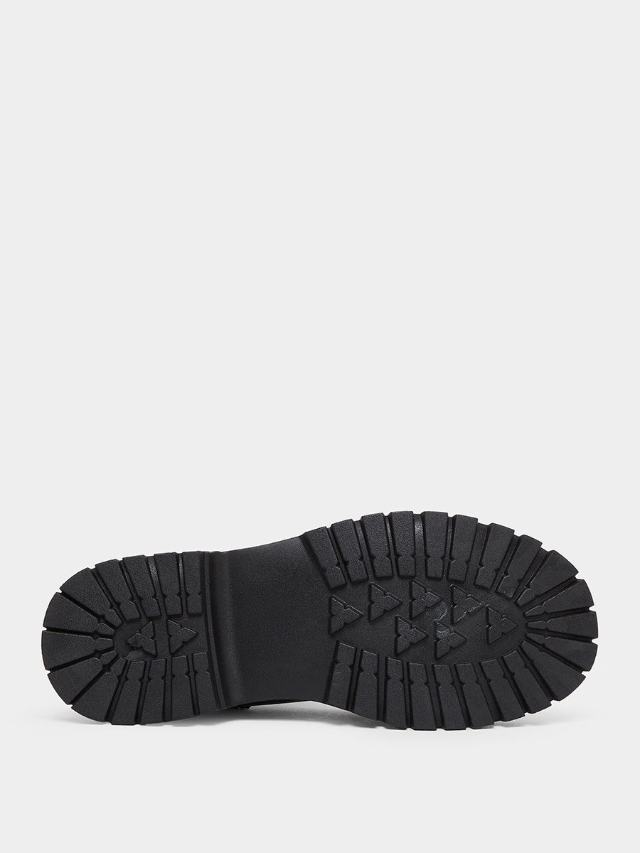 Color Block Metal Buckle Detail Thick Sole Loafers