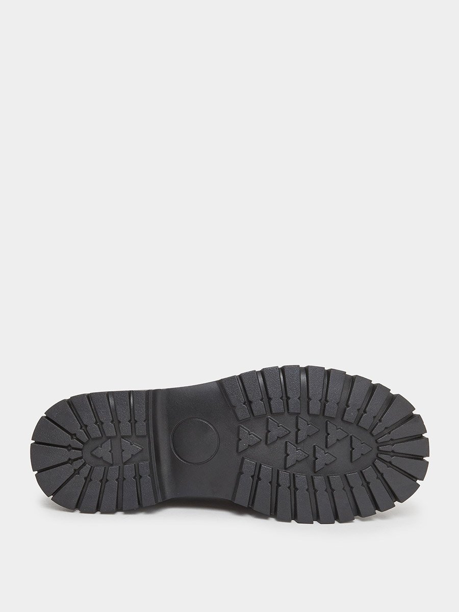 Black Metal Buckle Detail Thick Sole Platform Loafers
