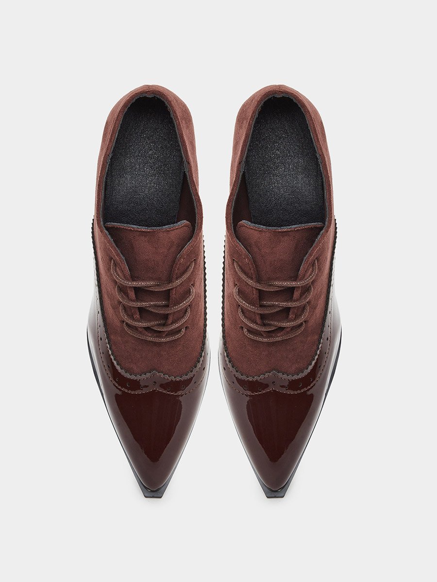 حذاء أوكسفورد خمري برباط