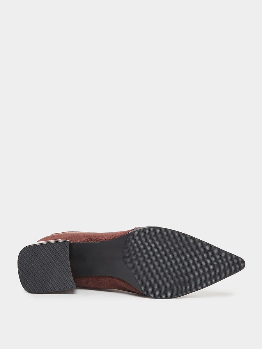 Women Burgundy Suede and Patent Ankle Boots