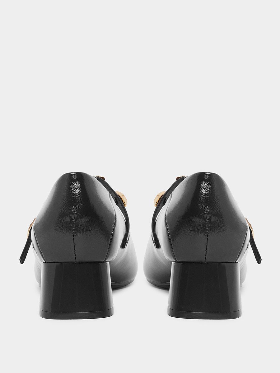 Women Embellished Buckle Patent Shoes