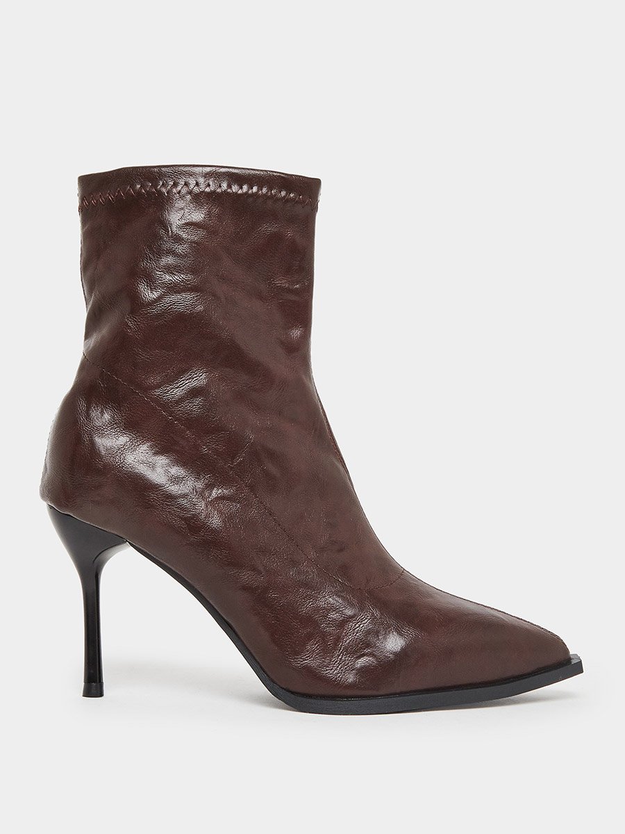 Women Burgundy Leather Ankle Boots