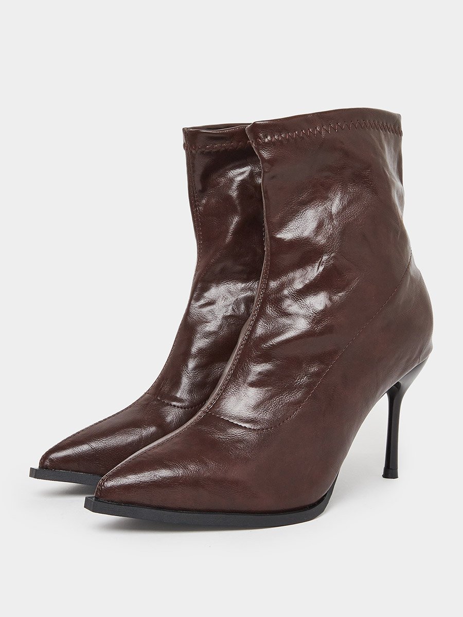 Women Burgundy Leather Ankle Boots