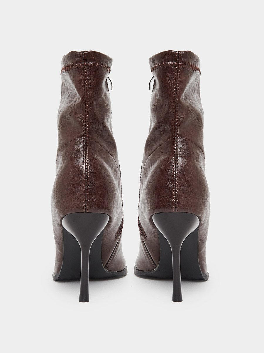 Women Burgundy Leather Ankle Boots