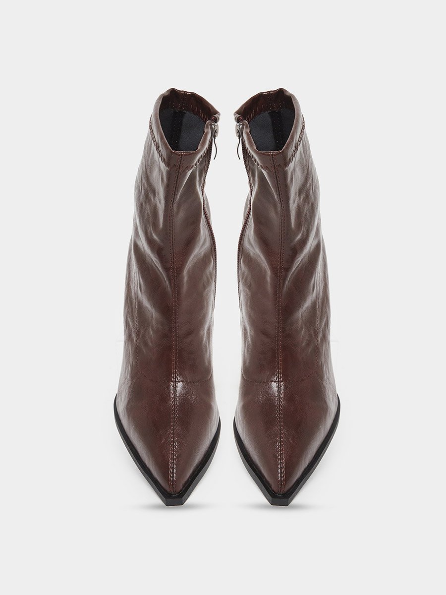 Women Burgundy Leather Ankle Boots