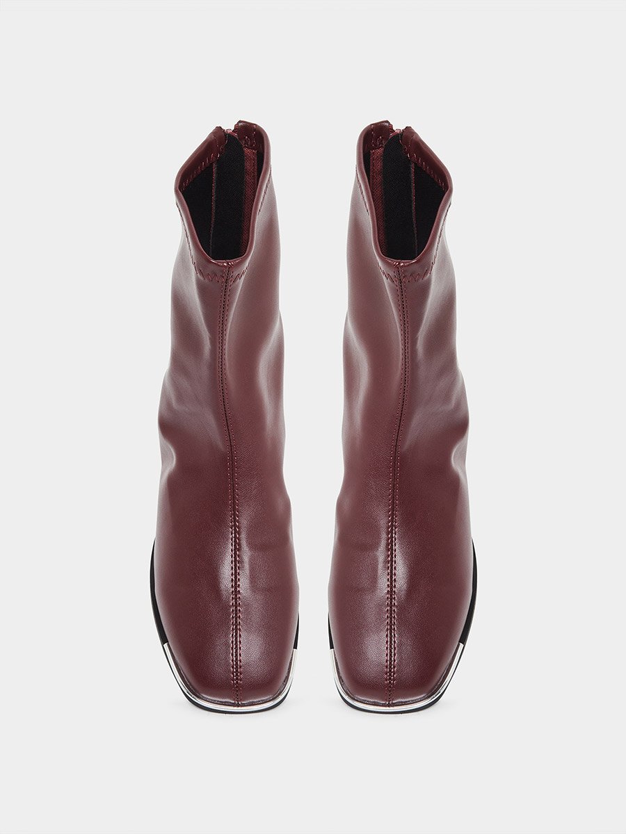 Women Burgundy Pointed Toe Ankle Boots