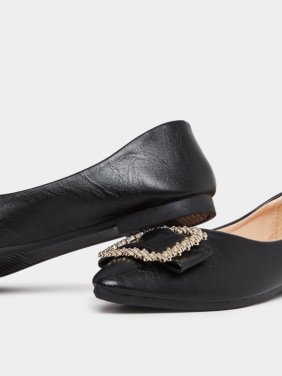 Solid Square Buckle Flats Shoes