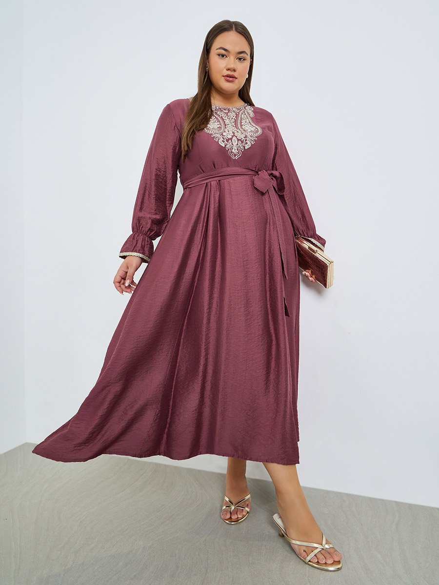 knee length dresses for ladies TFNC Snow Maxi Dress Embellished – CHIC Kuwait Luxury Outlet main image 0