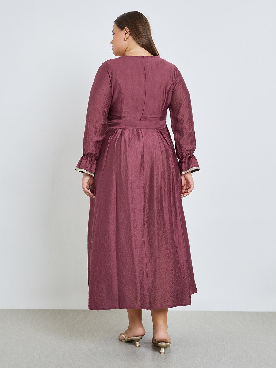 Plus Size Rust Embellished A-Line Maxi Dress