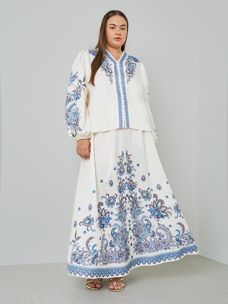 Plus Size Cream Paisley Print Blouse
