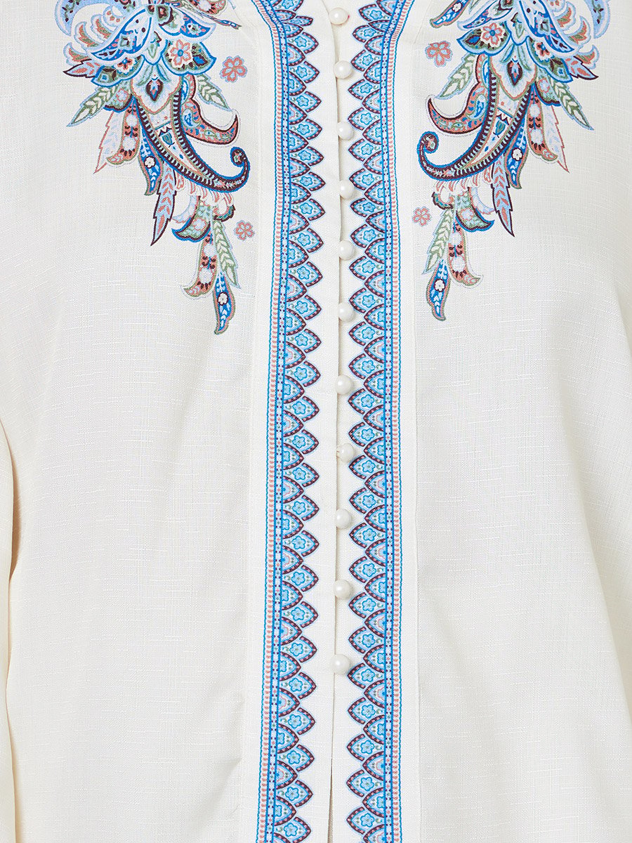 Plus Size Cream Paisley Print Blouse