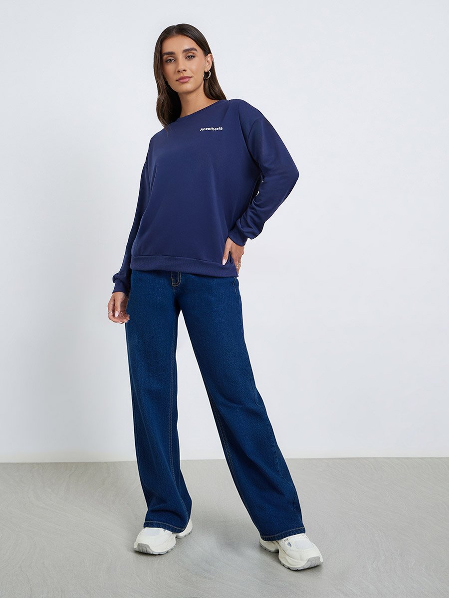 Women Slogan Crew Neck Long Sleeve T-Shirt