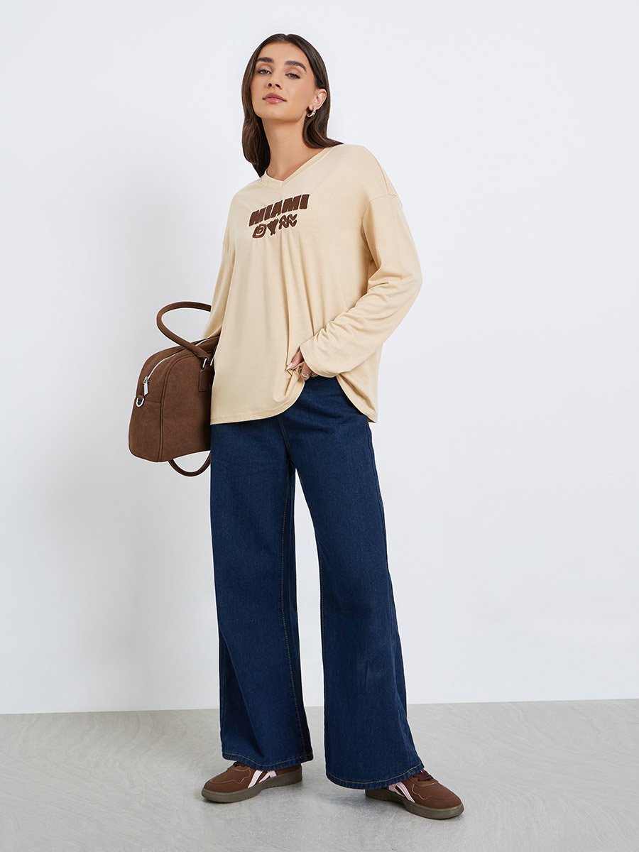 Women Oversized Embroidered Detail T-Shirt