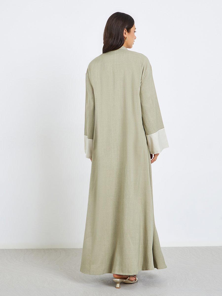 Women Color Block Abaya with Contrasting Cuffs For Women at
