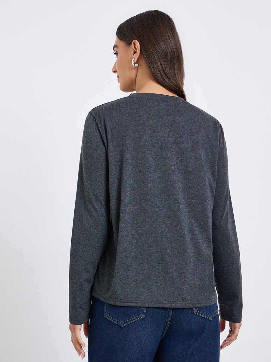 Women Embroidered Front Regular Fit T-Shirt