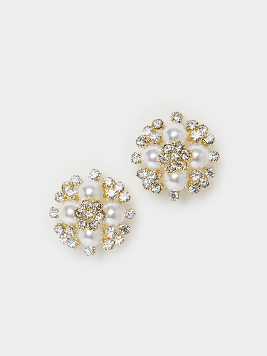 Embellished Pearl Cluster Earrings