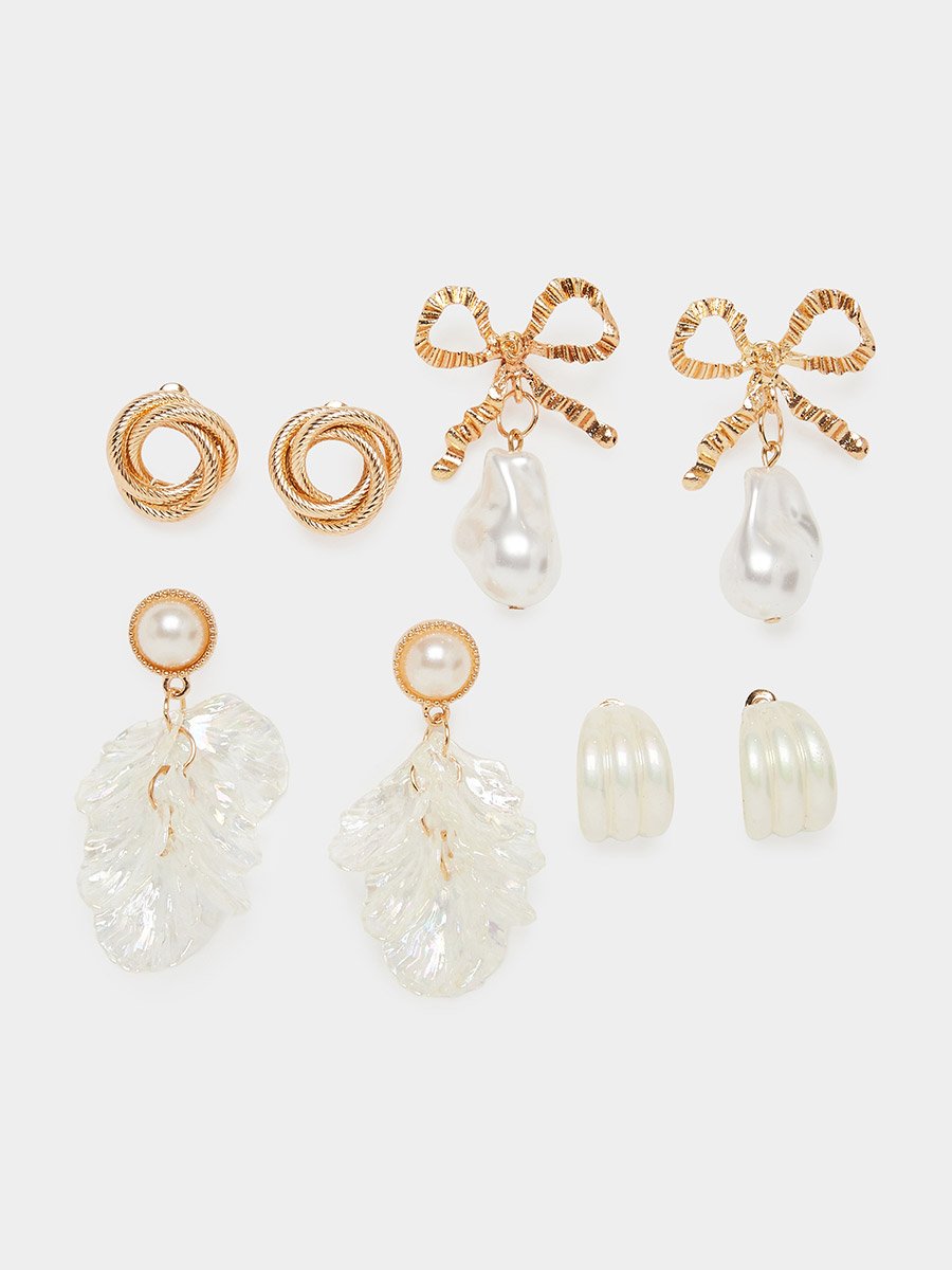 Pack of 4 - Pearl Drop Earrings