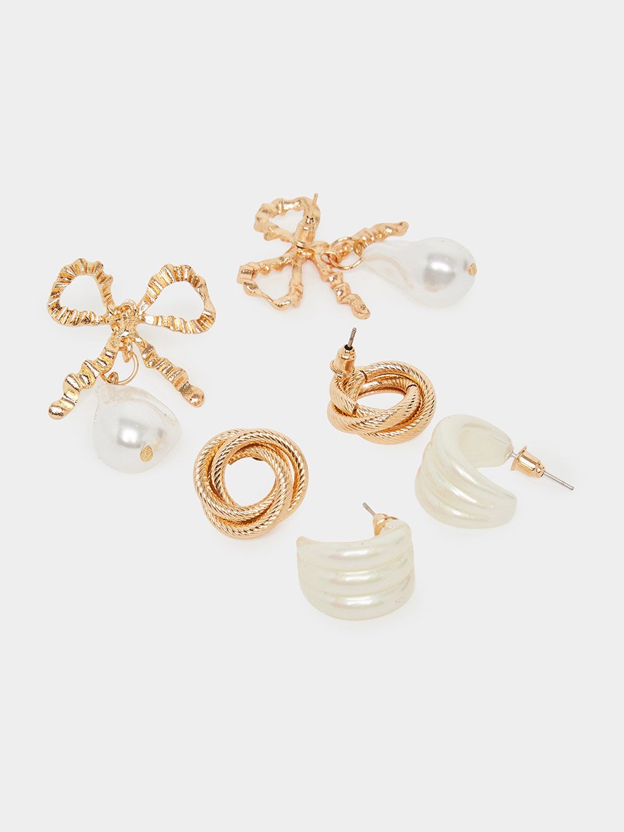 Pack of 4 - Pearl Drop Earrings