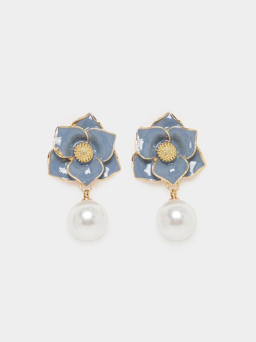 Floral Pearl Drop Earrings