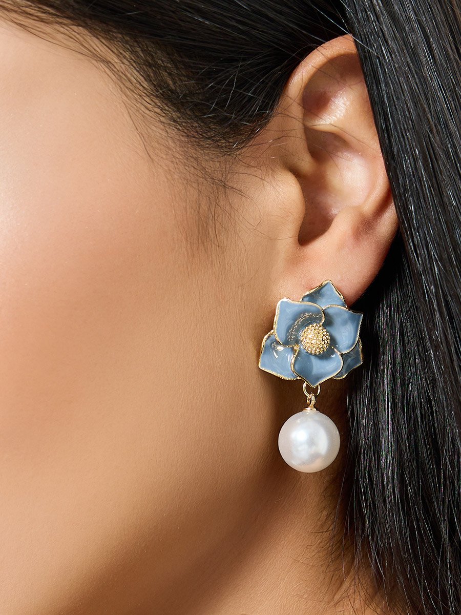 Floral Pearl Drop Earrings