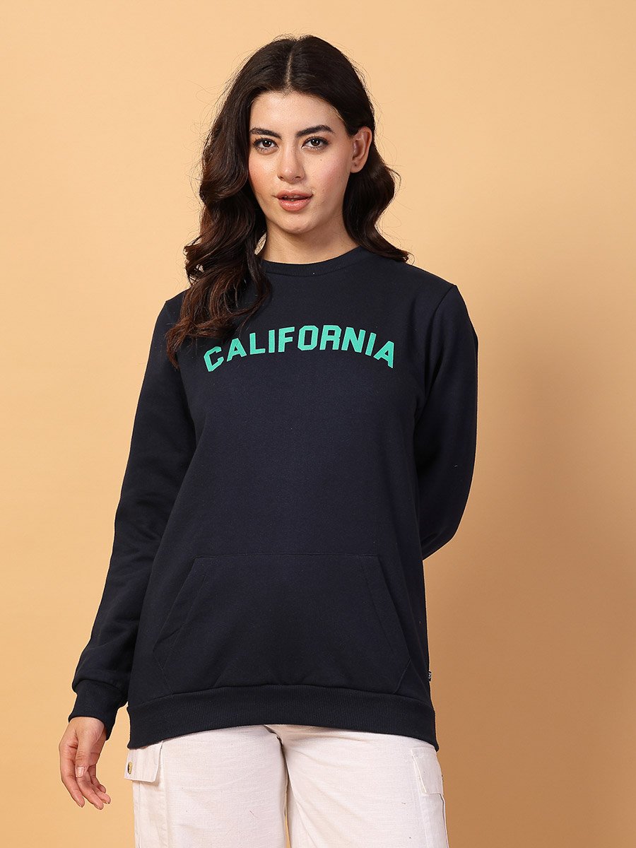 Women Navy Oversized Comfort Fleece Sweatshirt